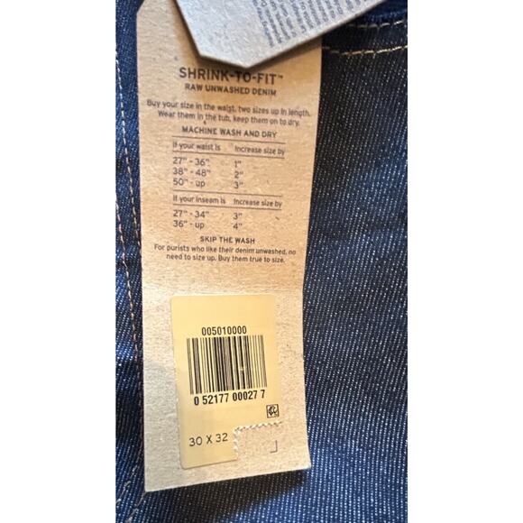 NWT Levi's Men's 501 Original Sz 30x32” Shrink-to-Fit Jeans Button Fly Straight - Picture 11 of 16